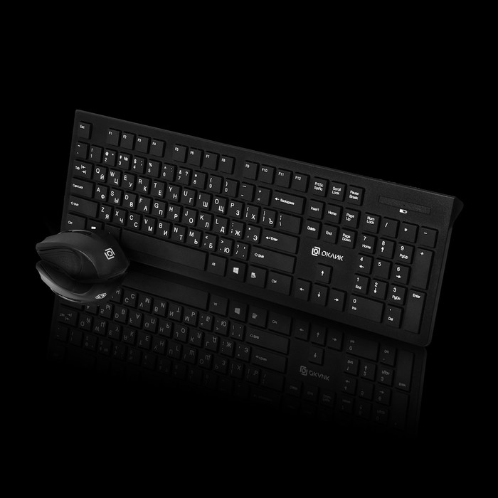 Клавиатура + мышь Оклик 250M клав:черный мышь:черный USB беспроводная slim (997834) - фото 51514979