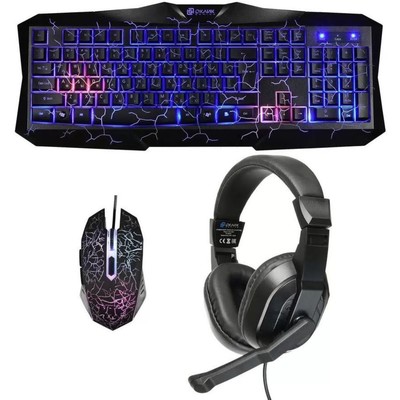 Комплект Оклик HS-HKM100G IMPERIAL (клавиатура, мышь, гарнитура) черный (489352)