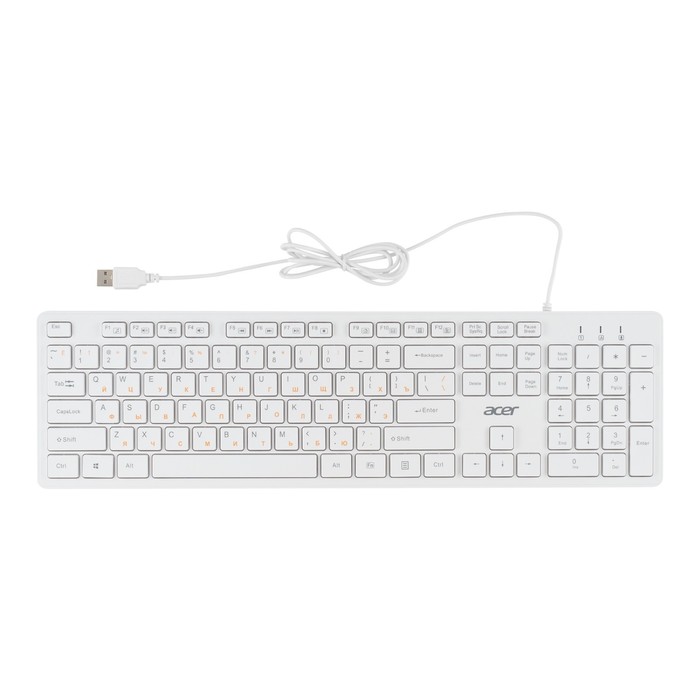 Клавиатура Acer OKW123 белый USB (ZL.KBDEE.00D) - фото 51515062