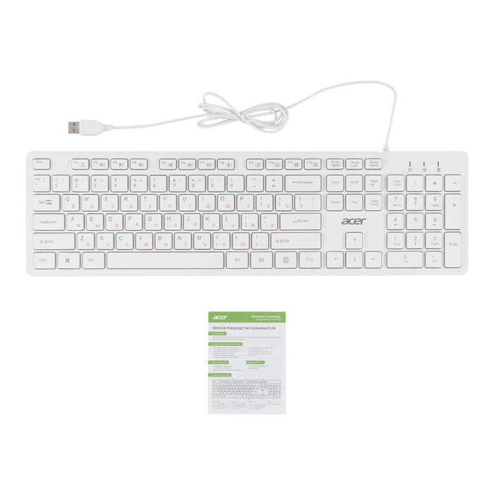 Клавиатура Acer OKW123 белый USB (ZL.KBDEE.00D) - фото 51515063