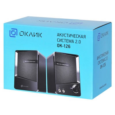 Колонки Oklick OK-126, формат акустики 2.0, 6 Вт, USB, чёрные
