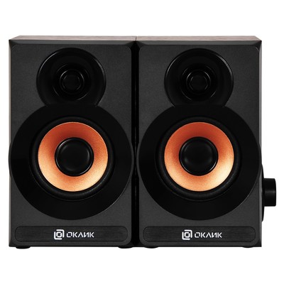 Колонки Oklick OK-161, формат акустики 2.0, 6 Вт, USB, МДФ, чёрный/вишня
