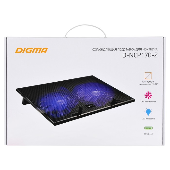 Подставка для ноутбука Digma D-NCP170-2 17"390x270x27мм 20дБ 2xUSB 2x 150ммFAN 600г черный   1029472 - фото 51515647