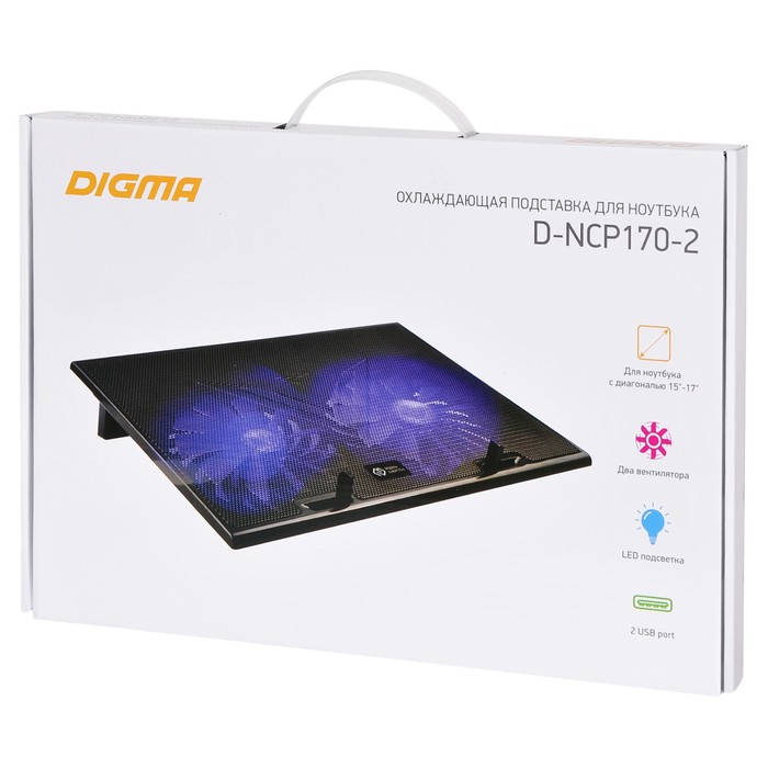 Подставка для ноутбука Digma D-NCP170-2 17"390x270x27мм 20дБ 2xUSB 2x 150ммFAN 600г черный   1029472 - фото 51515648