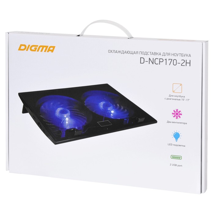 Подставка для ноутбука Digma D-NCP170-2H 17"390x270x25мм 2xUSB 2x 160ммFAN 700г черный - фото 51515658