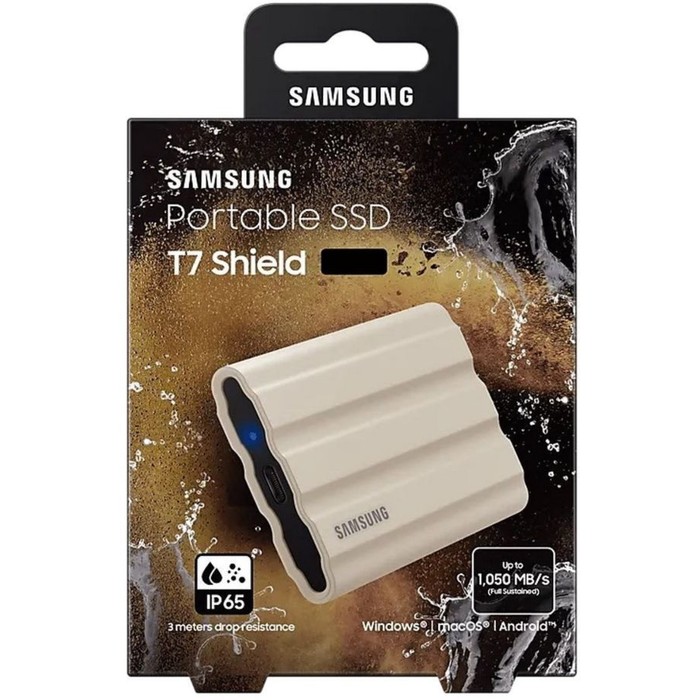 Накопитель SSD Samsung Original USB-C 1TB MU-PE1T0K/WW Shield T7 1.8" бежевый - фото 51515958