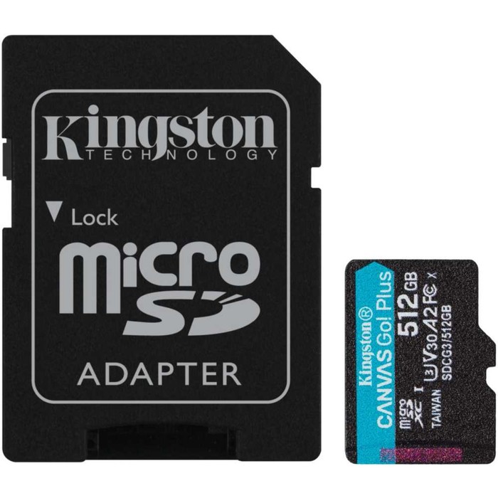 Карта памяти microSDXC Kingston 512GB SDCG3/512GB Canvas Go! Plus + adapter - Фото 1