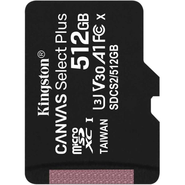 Карта памяти microSDXC Kingston 512GB SDCS2/512GBSP Canvas Select Plus w/o adapter - Фото 1