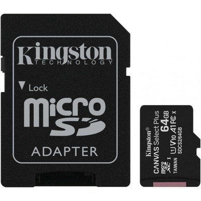 Карта памяти microSDXC Kingston 64GB SDCS2/64GB Canvas Select Plus + adapter