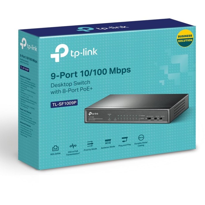 Коммутатор TP-Link TL-SF1009P 9x100Mb 8PoE+ 65W неуправляемый - фото 51516070