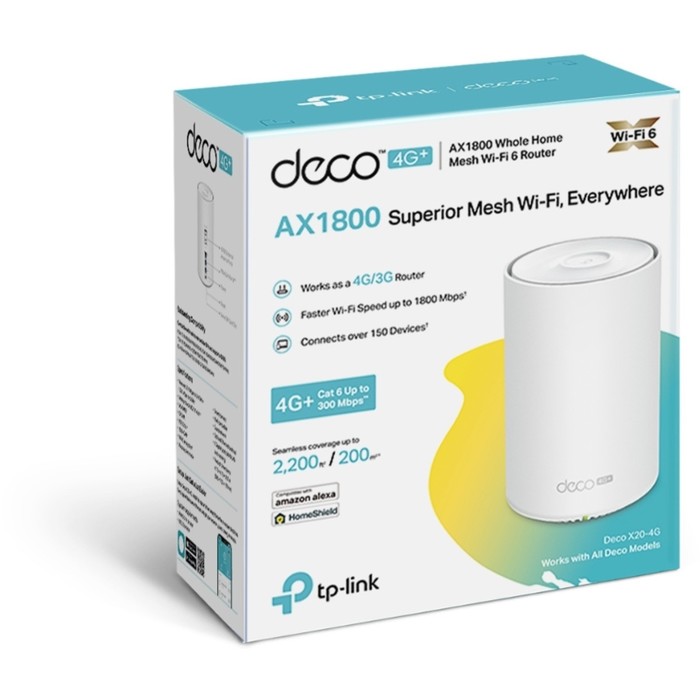 Бесшовный Mesh роутер TP-Link Deco X20-4G(1-pack) AX1800 10/100/1000BASE-TX/3G/4G/4G+ (упак   102950 - фото 51516173