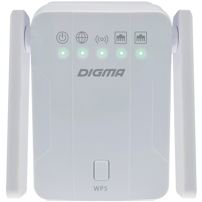 Повторитель беспроводного сигнала Digma D-WR300 N300 10/100BASE-TX/Wi-Fi белый (упак.:1шт)   1029505 - фото 51516201