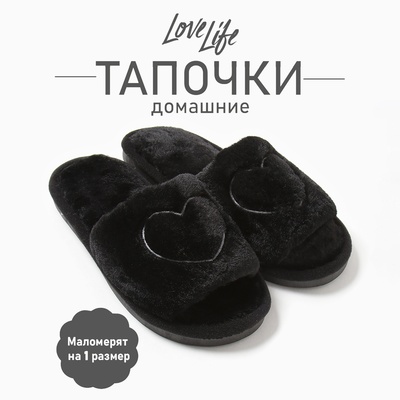 Тапочки женские с открытым носом, размер 38-39, чёрный