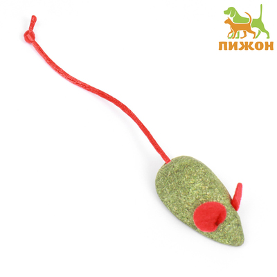 Мышь для кошек из прессованной кошачьей мяты, с хвостом из веревки, 4.7 см