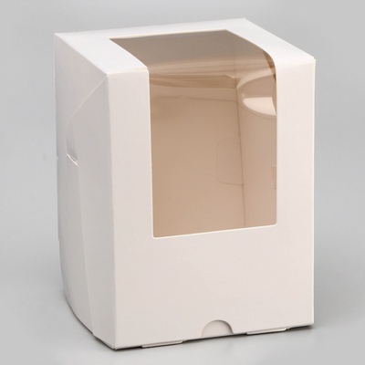 Коробка для 1 капкейк с окном, белая, 12.5×9.5×9.5 см
