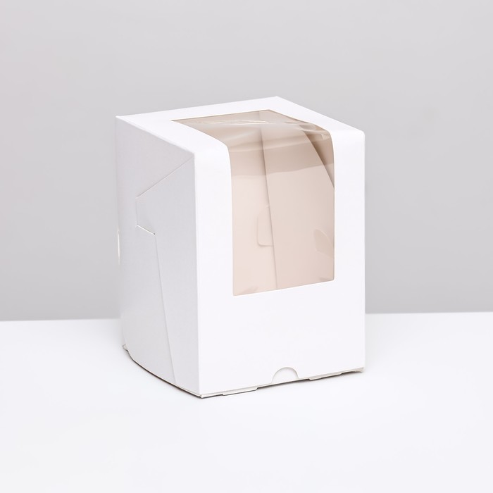 Упаковка под один капкейк с окном, белая, 12,5 х 9,5 х 9,5 см - Фото 1