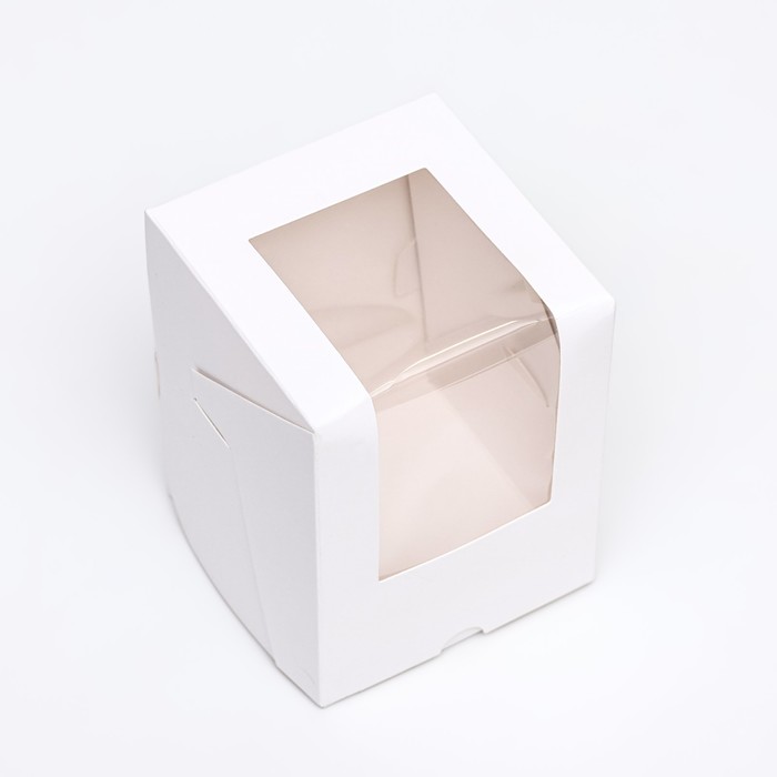Упаковка под один капкейк с окном, белая, 12,5 х 9,5 х 9,5 см