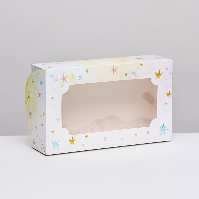 Коробка складная с окном под зефир "Праздничные свечи", 25 х 15 х 7 см