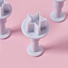 Плунжеры кондитерские Доляна «Звёздочка», набор 3 шт.: d=2 см, d=2.2 см, d=2.5 см, пластик, белые - Фото 3