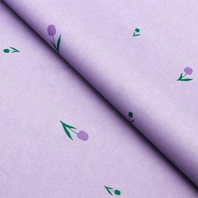 Бумага упаковочная тишью, «Цветы», сиреневый, 50 см × 70 см 17 грамм