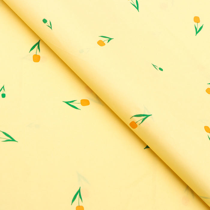 Бумага упаковочная тишью, "Цветы", желтый, 50 см х 70 см 17 грамм - фото 1909473770