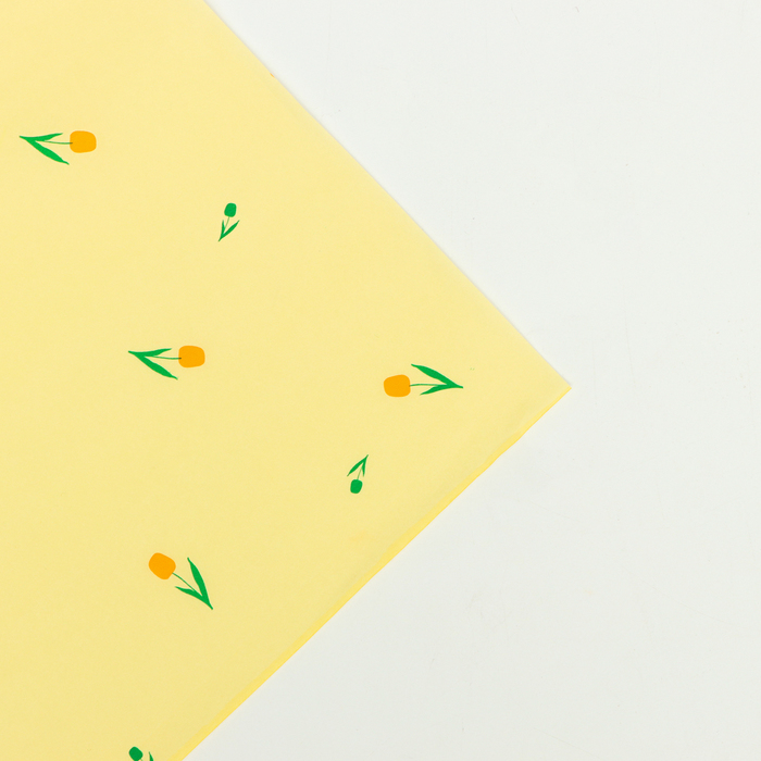Бумага упаковочная тишью, "Цветы", желтый, 50 см х 70 см 17 грамм - фото 1891858401