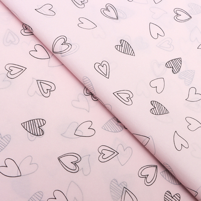 Бумага упаковочная тишью, «Сердечки», 50 см × 70 см 17 грамм, розовая