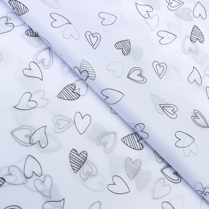 Бумага упаковочная тишью, «Сердечки», 50 см × 70 см 17 грамм, белая - Фото 1