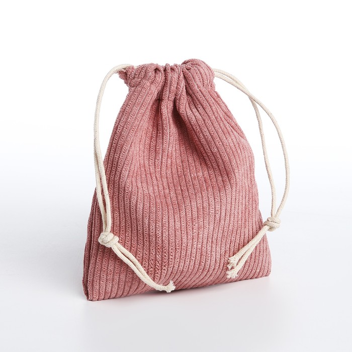 Косметичка - мешок с завязками, цвет розовый - Фото 1