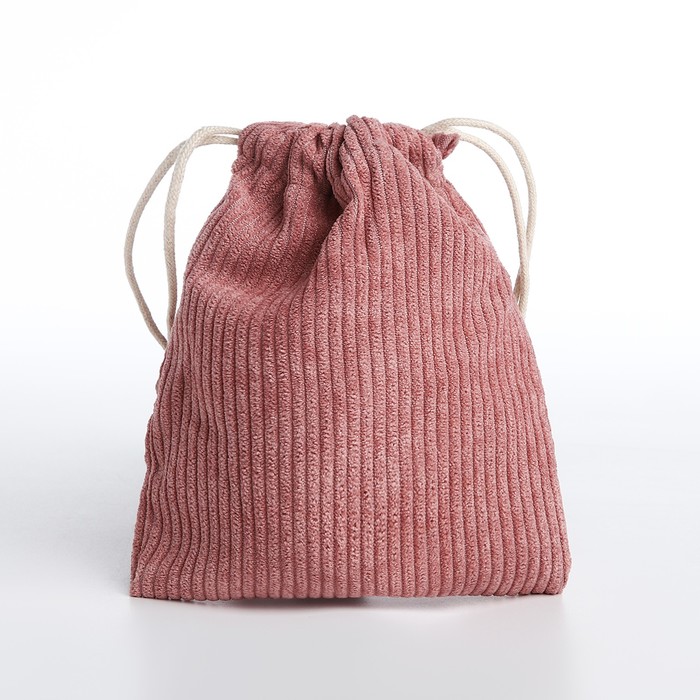 Косметичка - мешок с завязками, цвет розовый