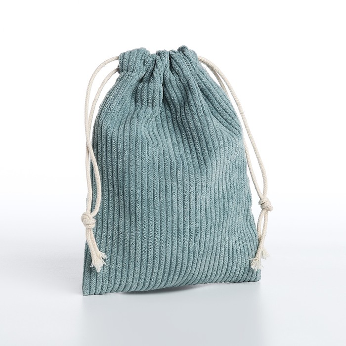 Косметичка - мешок с завязками, цвет голубой - Фото 1