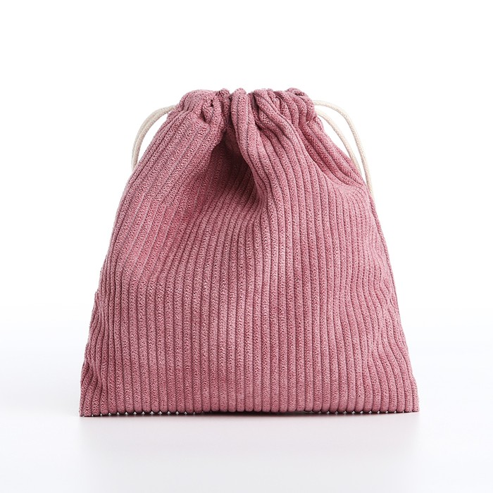 Косметичка - мешок с завязками, цвет сиренево-розовый
