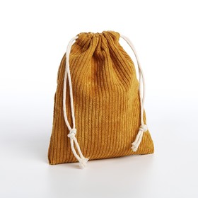 Косметичка - мешок с завязками, цвет горчичный