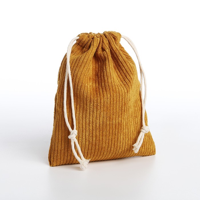 Косметичка - мешок с завязками, цвет горчичный - Фото 1