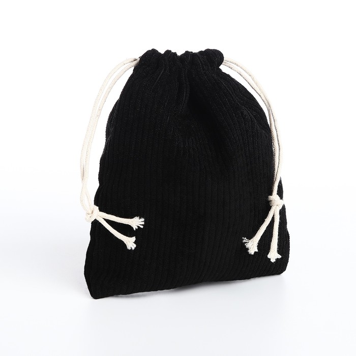 Косметичка - мешок с завязками, цвет чёрный - Фото 1
