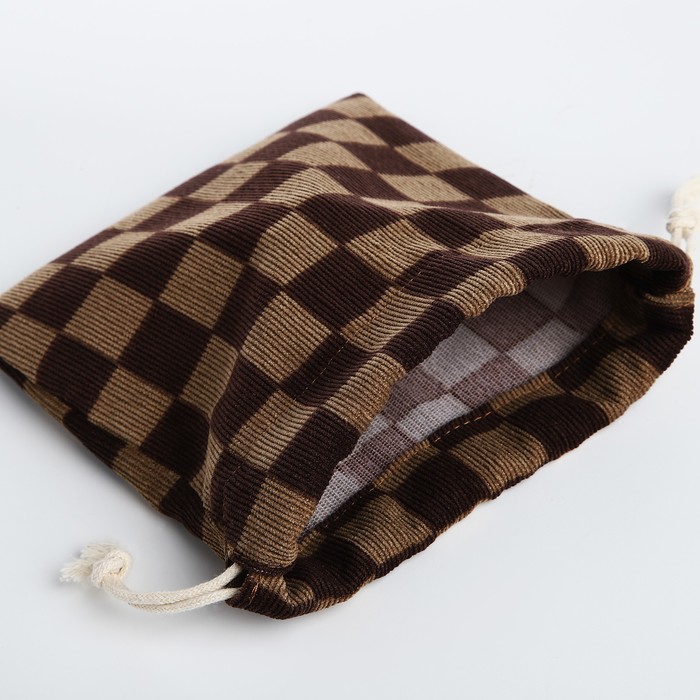 Косметичка - мешок с завязками, цвет коричневый