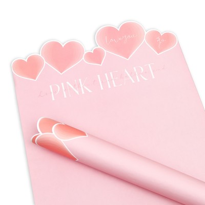 Бумага фигурная для цветов 70гр., "Сердца", 50х35см, розовая