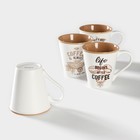 Набор кружек фарфоровых Доляна «Вкусный кофе», 4 предмета: 340 мл - Фото 4