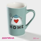 Кружка Доляна Good morning. Home, 385 мл, фарфор, голубая - Фото 1
