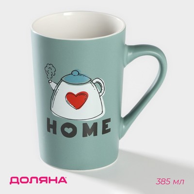 Кружка Доляна Good morning. Home, 385 мл, фарфор, голубая
