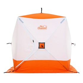 Палатка зимняя куб СЛЕДОПЫТ 1,5 х1,5 м, ткань Oxford, цвет оранжево-белый,