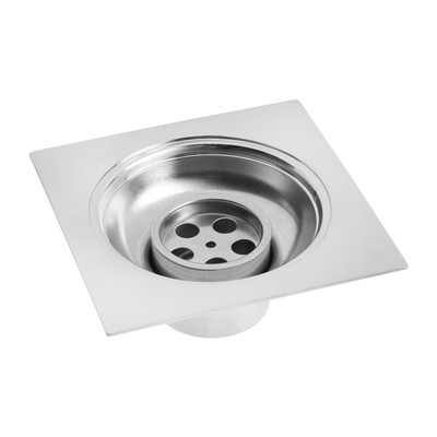 Трап ZEIN engr, 100×100 мм, вертикальный, с трубой, внеш/внутр d=40/37 мм, нержа сталь, хром