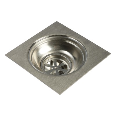 Трап ZEIN engr, 100×100 мм, вертикальный, с трубой для стирал машины, нерж. сталь, хром