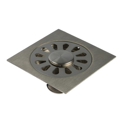 Трап ZEIN engr, 100×100 мм, вертикальный, с трубой для стирал машины, нерж. сталь, хром