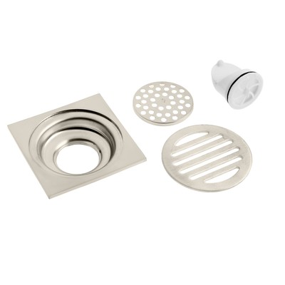 Трап ZEIN engr, 100×100 мм, вертикальный, с сеткой для задержки волос, нержав сталь, сатин