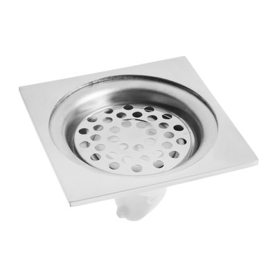 Трап ZEIN engr, 100×100 мм, вертикальный, с сеткой для задержки волос, нержав сталь, хром