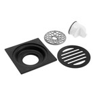 Трап ZEIN, 100×100 мм, вертикальный, с сеткой для задержки волос, нержавеющая сталь, черный - фото 23537074