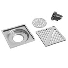 Трап ZEIN, 100х100 мм, вертикальный, d=32 мм, нержавеющая сталь, хром - фото 23537084