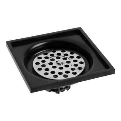 Трап ZEIN engr, 100×100 мм, вертикальный, d=32 мм, нержавеющая сталь, черный