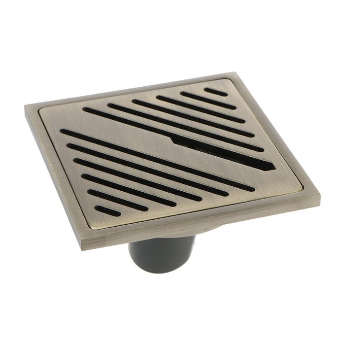 Трап ZEIN, 100×100 мм, вертикальный, d=32 мм, нержавеющая сталь, античная бронза